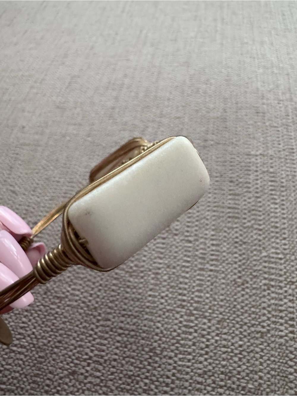 Gold-Tone Wirewrapped Bracelet with Cream Stone Accent - Picture 5 of 6